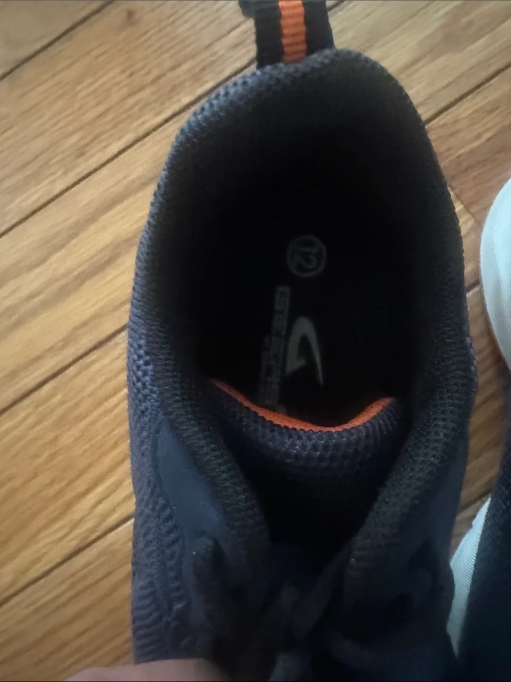 Nike Kids Navy Blue and Black Sneakers with Orange Heel Tabs